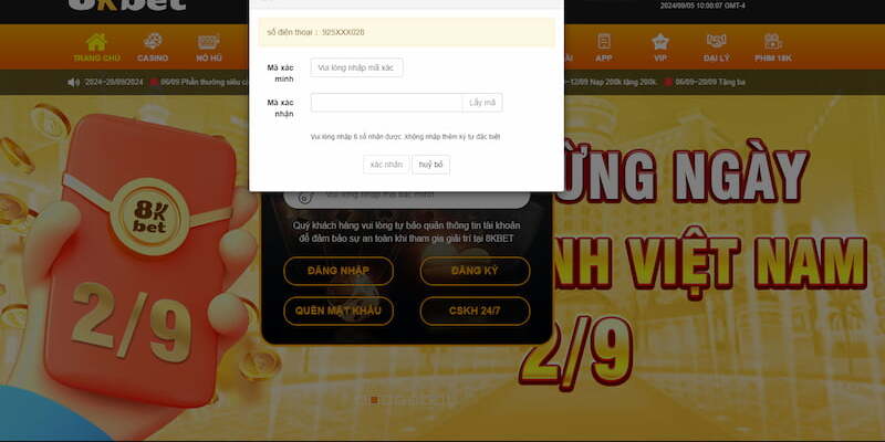 Lấy lại mật khẩu đăng nhập 8KBET nếu vô tình quên